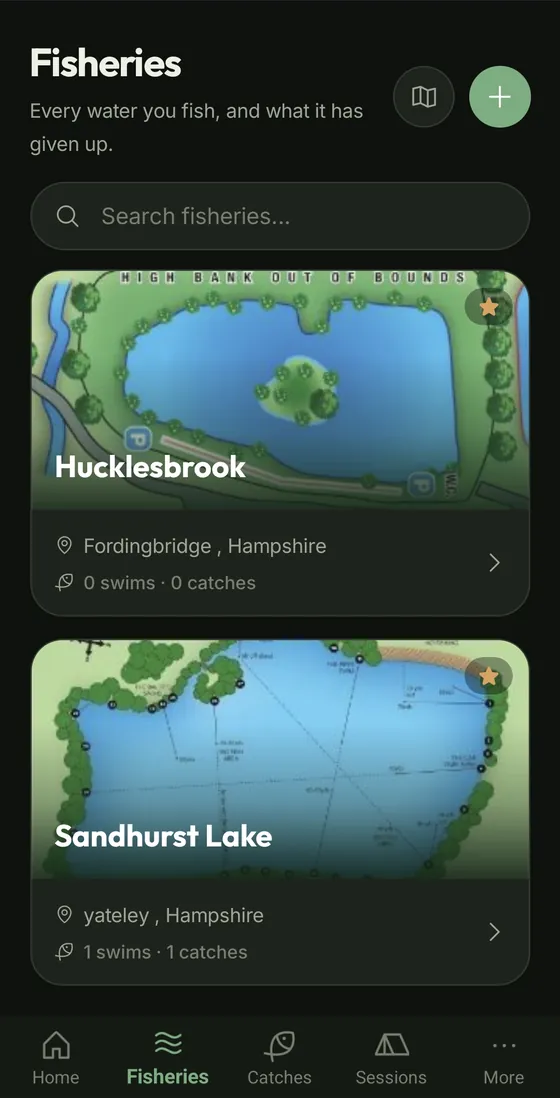 List of fisheries with lake photos