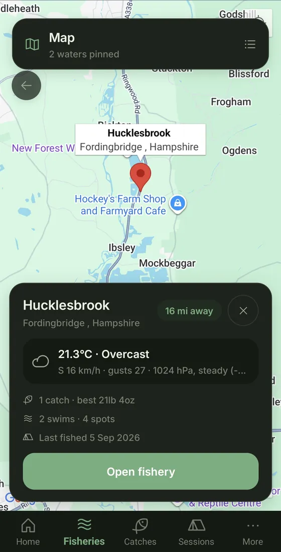 Map of fisheries with weather