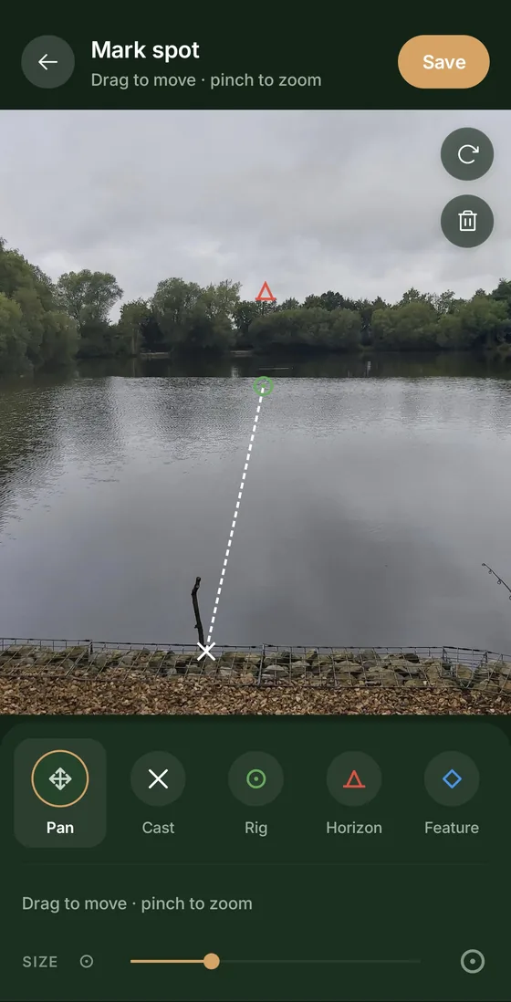 Marking a spot on a swim photo