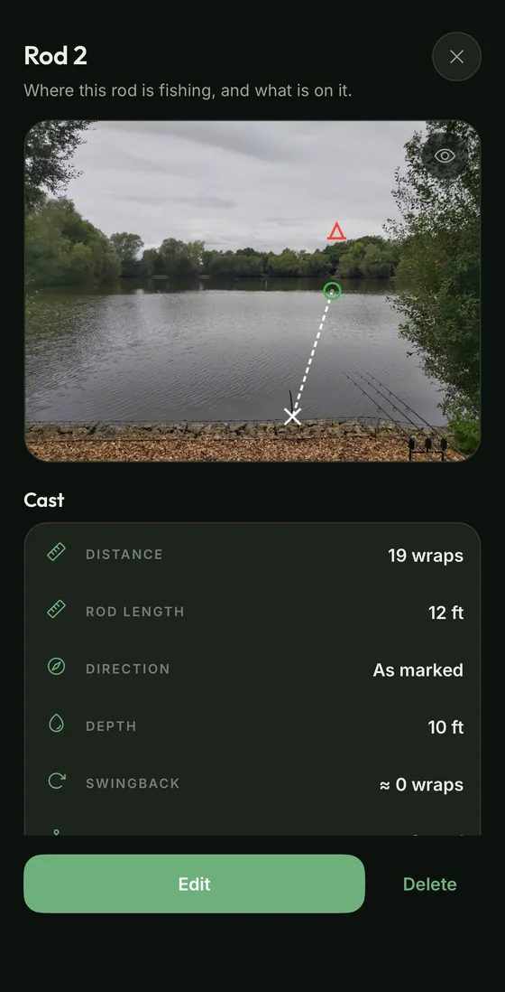 Rod details with the marked spot photo, wraps and depth
