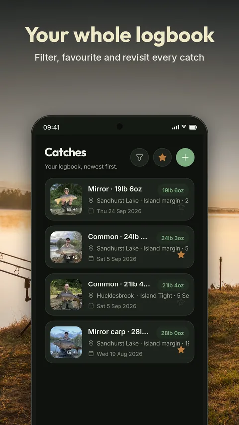 The full catch log, newest first
